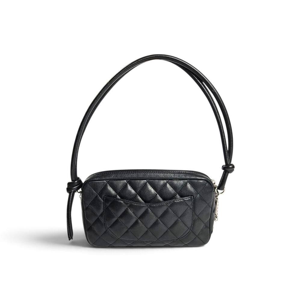 Vintage Chanel Cambon Pochette Black Leather Shoulder Bag - Picture 2 of 9
